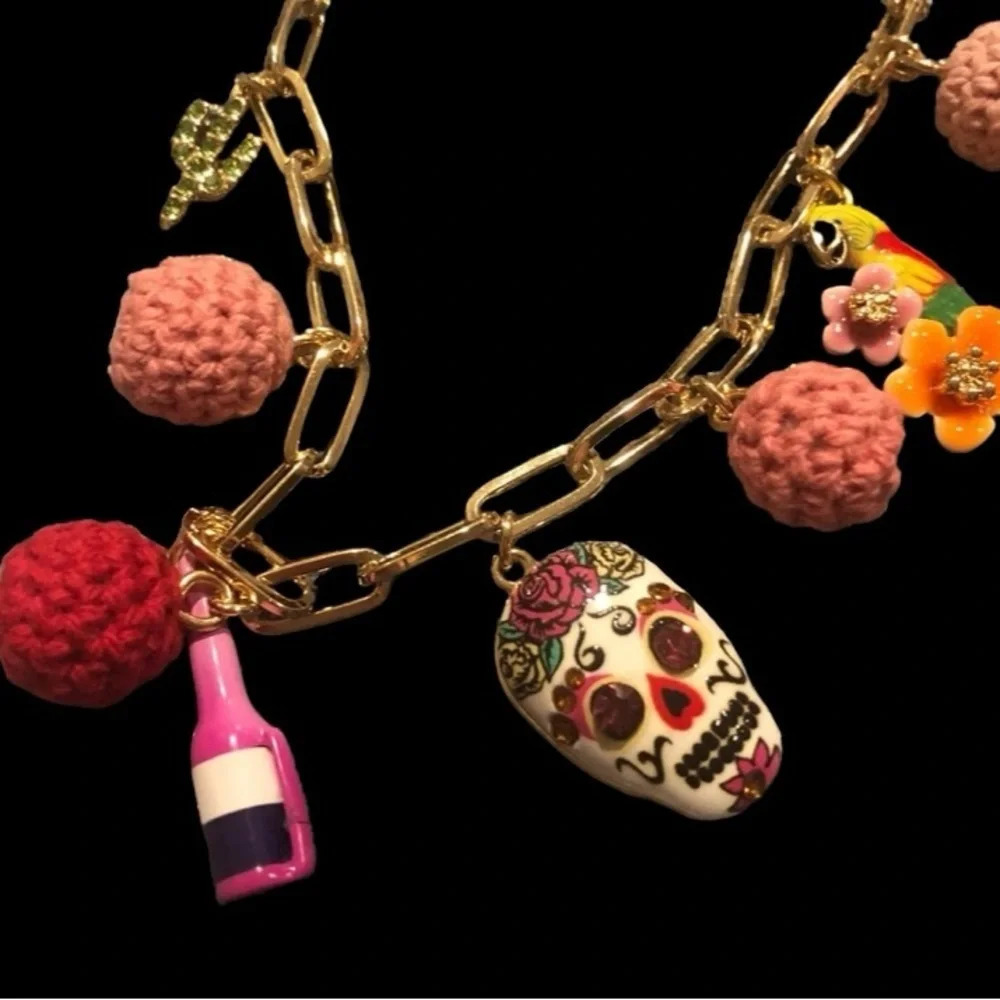 BETSEY JOHNSON SET Southwest Boho Charm Necklace and Cowboy Earrings NEW NWT - Picture 7 of 16